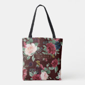 Boho Bloom | Dunkles Burgundy Blush and Navy Monog Tasche (Rückseite)