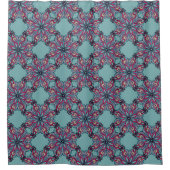 Boho Bloom Duschvorhang in Aquablau (Vorderseite)