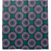 Boho Bloom Duschvorhang in Tealgrün (Vorderseite)