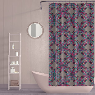 Boho Bloom Duschvorhang in warmem Taupe