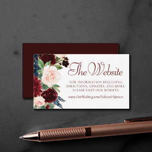 Boho Bloom Elegante Red Burgundy Marsala Website Begleitkarte