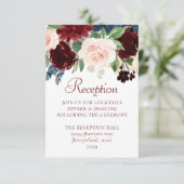 Boho Bloom | Eleganter Marsala Red Floral Gold Fra Begleitkarte (Stehend Vorderseite)