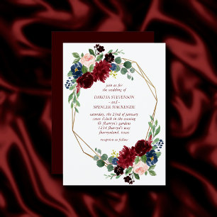 Boho Bloom   Eleganter Marsala Red Floral Gold Fra Einladung