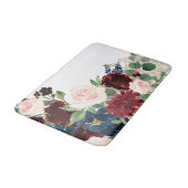 Boho Bloom | Elegantes Rot- und Blütenschimmer-Mus Badematte (Schrägansicht)