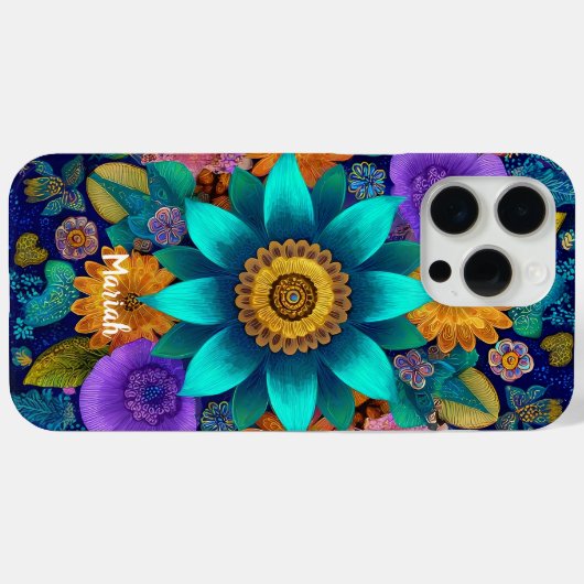 Boho Bloom Mandala Floral iPhone Case (Rückseite (Horizontal))