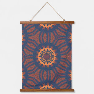 Boho Bloom Mandala Pattern Wandteppich Mit Holzrahmen