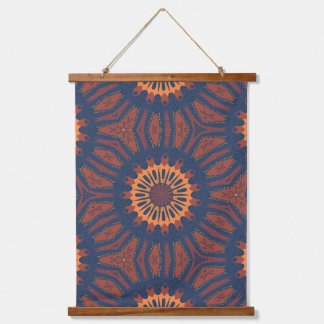 Boho Bloom Mandala Pattern Wandteppich Mit Holzrahmen