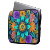 Boho Bloom Mandala, Turquoise, Floral Laptopschutzhülle (Vorderseite Links)