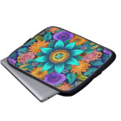 Boho Bloom Mandala, Turquoise, Floral Laptopschutzhülle (Vorne Knopf)