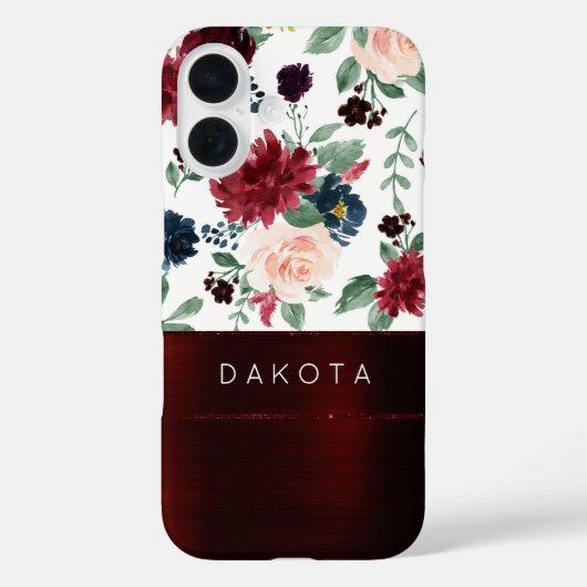 Boho Bloom | Marsala Red Pattern Monogram Case-Mate iPhone Hülle (Rückseite)