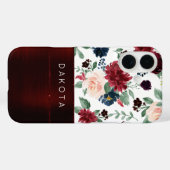 Boho Bloom | Marsala Red Pattern Monogram Case-Mate iPhone Hülle (Rückseite (Horizontal))