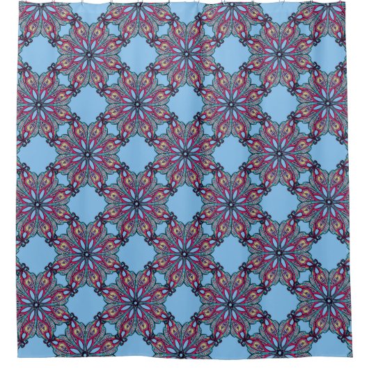 Boho Bloom Shower Curtain in Sky Blue Duschvorhang (Vorderseite)