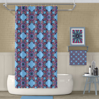 Boho Bloom Shower Curtain in Sky Blue Duschvorhang