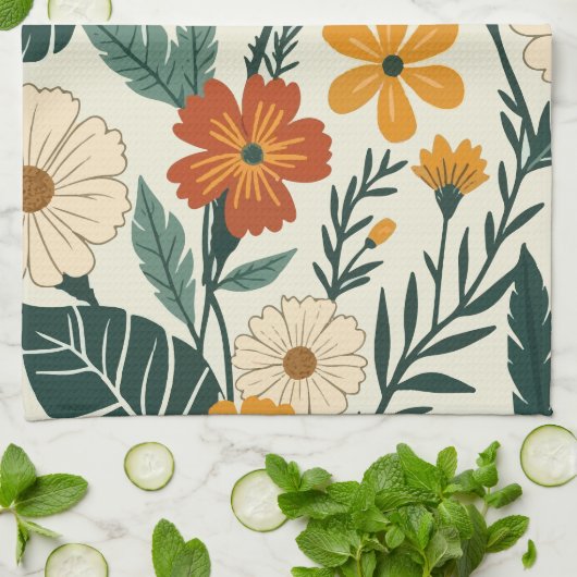 Boho Blooming Geschirrtuch (Gefaltet)