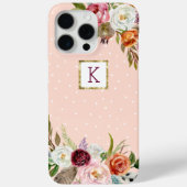 Boho Blooms Blush Dot Monogram Case-Mate iPhone Hülle (Rückseite)