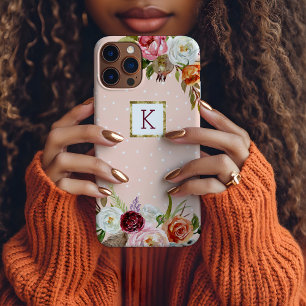 Boho Blooms Blush Punkt Monogramm Case-Mate iPhone Hülle