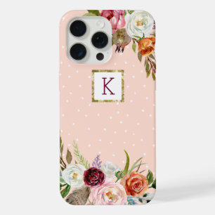 Boho Blooms Blush Punkt Monogramm iPhone 15 Pro Max Hülle