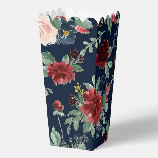 Boho Blooms | Dark Navy Blue and Burgund Muster Geschenkschachtel (Rückseite)