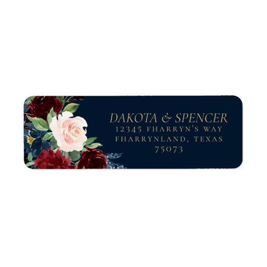 Boho Blooms | Dark Navy Blue and Burgundy Address (Vorne)