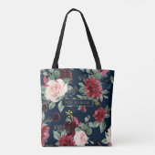 Boho Blooms | Dark Navy Blue und Burgund Custom Tasche (Rückseite)