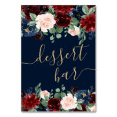 Boho Blooms | Dark Rustic Navy and Red Dessert Bar Tischnummer (Rückseite)
