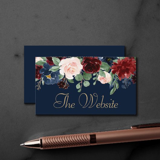 Boho Blooms | Dark Rustic Navy and Red Website Begleitkarte