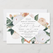 Boho Blooms | Elegantes Blumenbrunch Brautparty Einladung (Vorderseite)