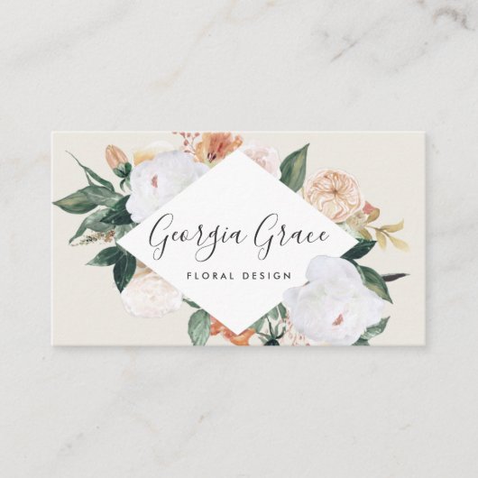 Boho Blooms Geometric Watercolor Floral Visitenkarte (Vorderseite)