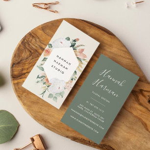 Boho Blooms Geometric Watercolor Floral Visitenkarte