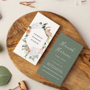 Boho Blooms Geometric Watercolor Floral Visitenkarte