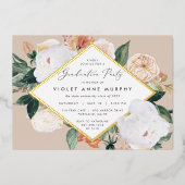 Boho Blooms Graduation Party Folieneinladung (Vorderseite)