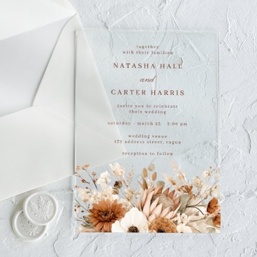 Boho Blooms Hochzeit Acryleinladungen