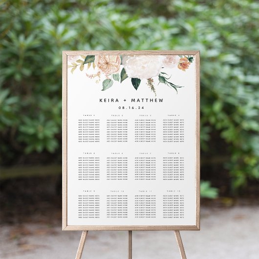 Boho Blooms Hochzeit- oder Veranstaltungssitzplan Poster