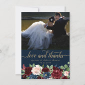 Boho Blooms | Liebe der Dunklen Marine und des rot Dankeskarte (Vorderseite)