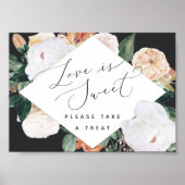 Boho Blooms Liebe ist süße Hochzeitstorte Bar Sign Poster (Vorne)