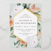Boho Blooms Modern Floral Bridesmais Brunch Folieneinladung (Vorderseite)