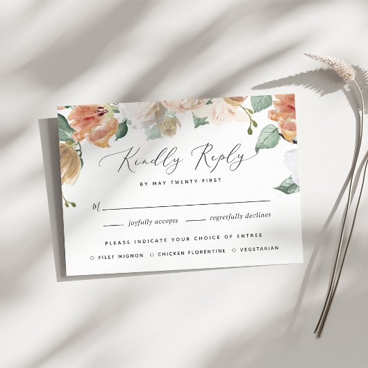 Boho Blooms Modern Floral Meal Choice RSVP Card Karte