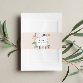 Boho Blooms Modern Floral Wedding Monogram Einladungsbanderole
