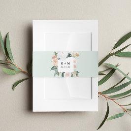 Boho Blooms Modern Floral Wedding Monogram Einladungsbanderole