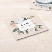 Boho Blooms Modern Floral Wedding Monogram Rechteckiger Pappuntersetzer (angewinkelt)