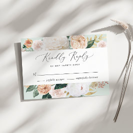 Boho Blooms Modern Floral Wedding RSVP Card