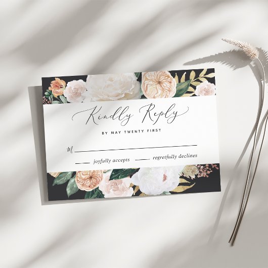 Boho Blooms Modern Floral Wedding RSVP Card