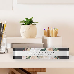 Boho Blooms   Modern Watercolor Floral Namensplakette