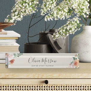 Boho Blooms   Modern Watercolor Floral Namensplakette