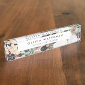 Boho Blooms | Moderne Aquarellblumen Namensplakette (Seite)