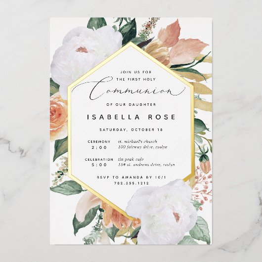 Boho Blooms Moderne Blumengemeinde Folieneinladung (Vorderseite)