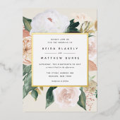 Boho Blooms Moderne Blumenhochzeit Folieneinladung (Vorderseite)