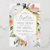 Boho Blooms Moderne Blumentaufe Folieneinladung (Vorderseite)