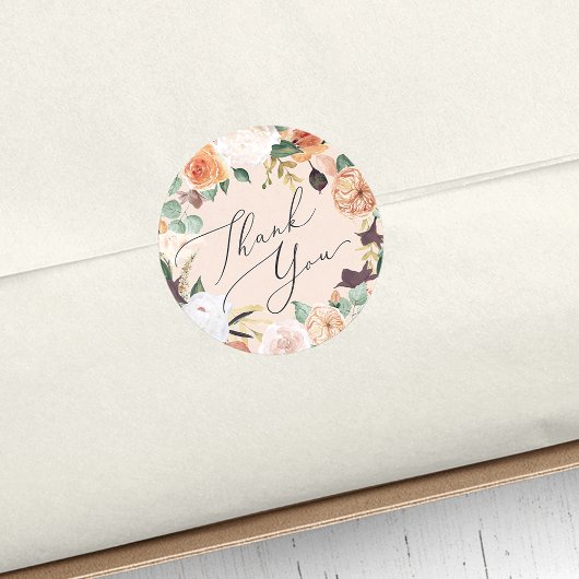 Boho Blooms Moderne Floral Vielen Dank Runder Aufkleber