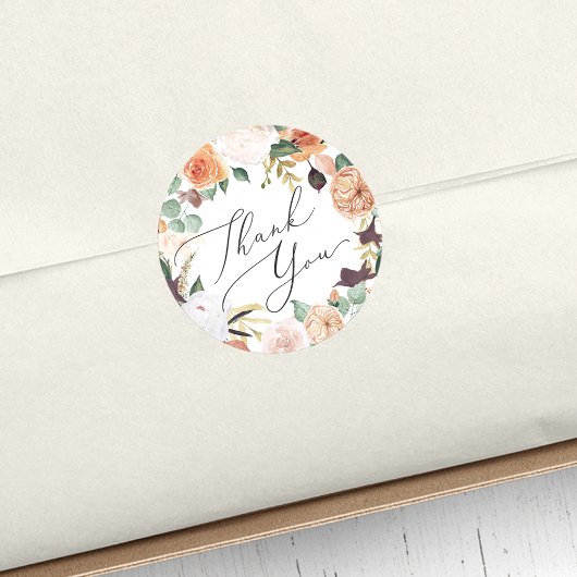 Boho Blooms Moderne Floral Vielen Dank Runder Aufkleber